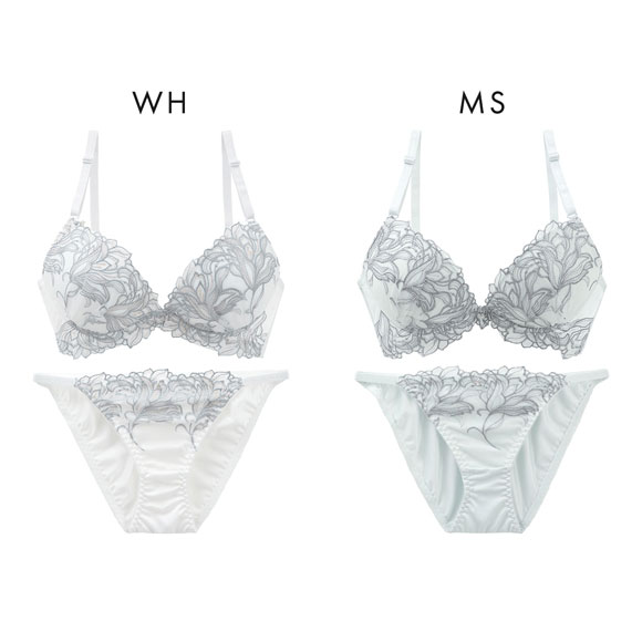 エクラ ブラジャー ショーツ セット 脇高花柄ラメ入チュール ECLAT