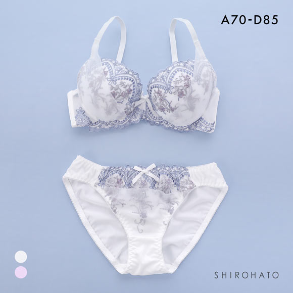 ピュアシェリ 3色小花×シアーヴェール ブラセット ABCD 大きいサイズ 谷間 盛り 脇寄せ ブラジャー ショーツ セット PURECHERIE