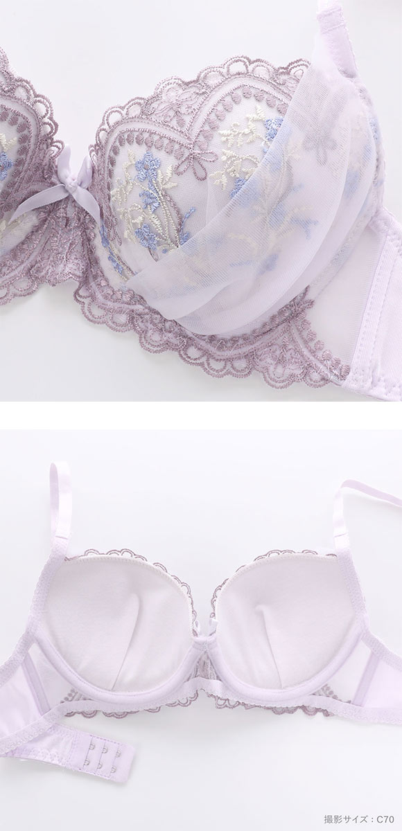 ピュアシェリ 3色小花×シアーヴェール ブラセット ABCD 大きいサイズ