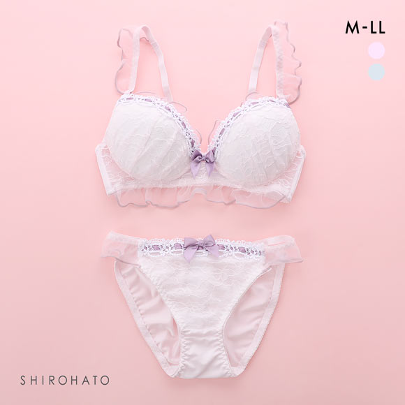 ピュアシェリ メロウリボン ノンワイヤー ブラセット M L LLブラジャー ショーツ セット ワイヤレス PURECHERIE