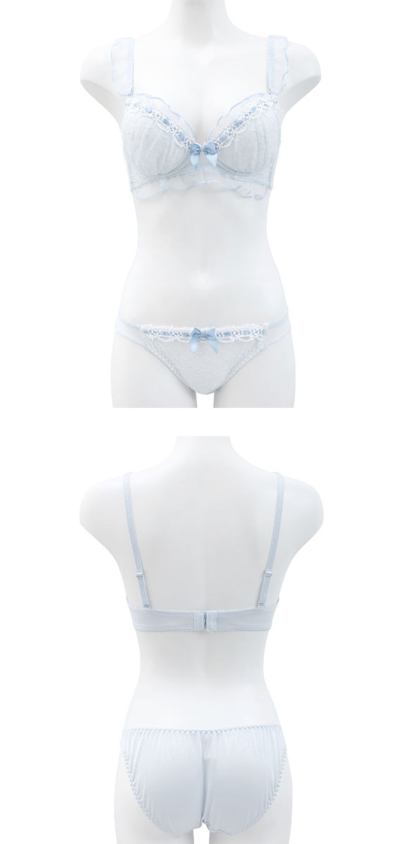 ピュアシェリ メロウリボン ノンワイヤー ブラセット M L LLブラジャー ショーツ セット ワイヤレス PURECHERIE