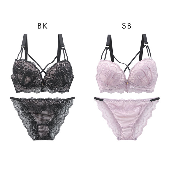 ピュアシェリ クロスストリング 総レース ブラセット ABCD ブラジャー