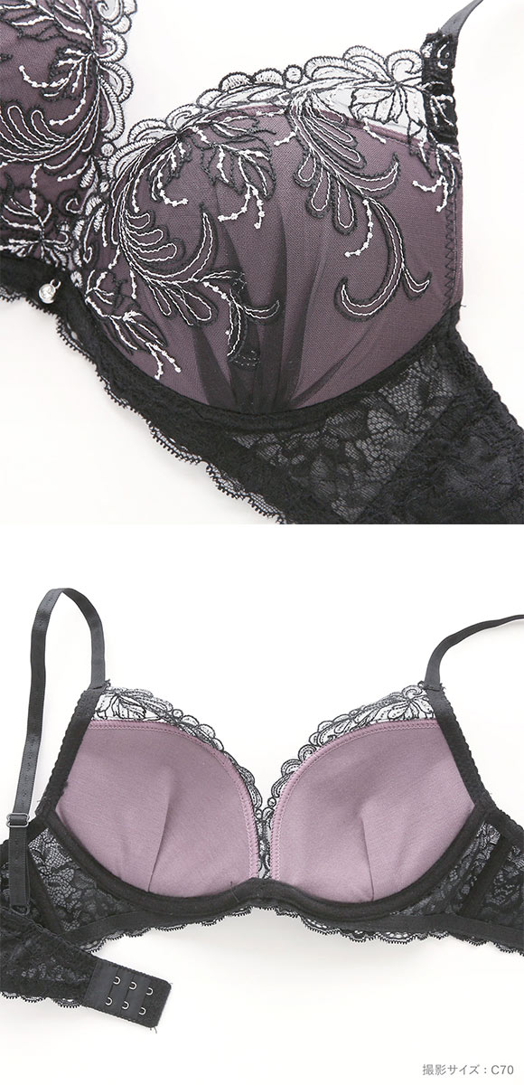 ピュアシェリ アイビーラメチュール ブラセット ABCD ブラジャー ショーツ セット 谷間 L字 脇寄せ 盛り PURECHERIE