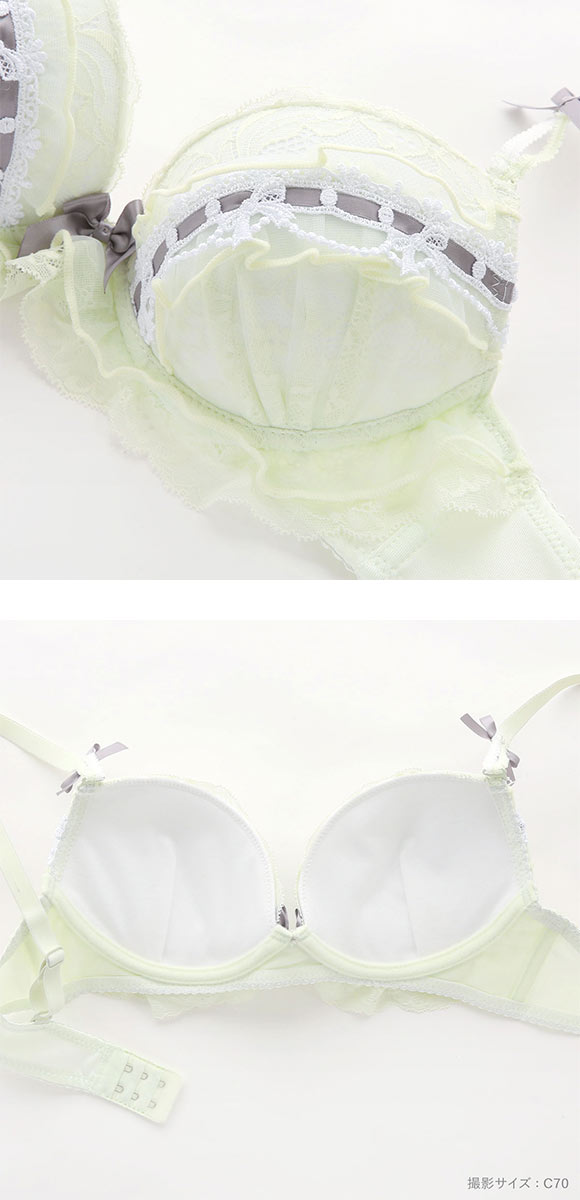 ピュアシェリ シアーフリル リボン通し ブラセット ABCD ブラジャー