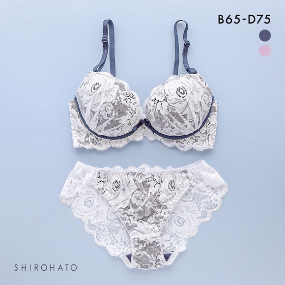 ピュアシェリ 脇高ストレッチレース×サイド編み上げ ブラセット ABCD ブラジャー ショーツ セット 谷間 L字 脇寄せ PURECHERIE