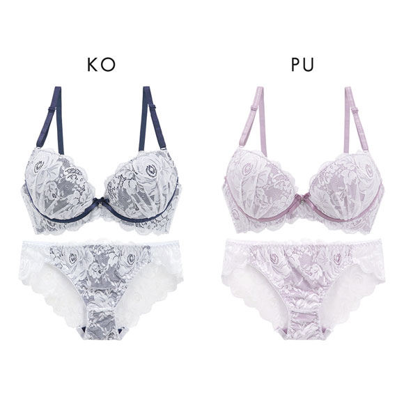 ピュアシェリ 脇高ストレッチレース×サイド編み上げ ブラセット ABCD ブラジャー ショーツ セット 谷間 L字 脇寄せ PURECHERIE