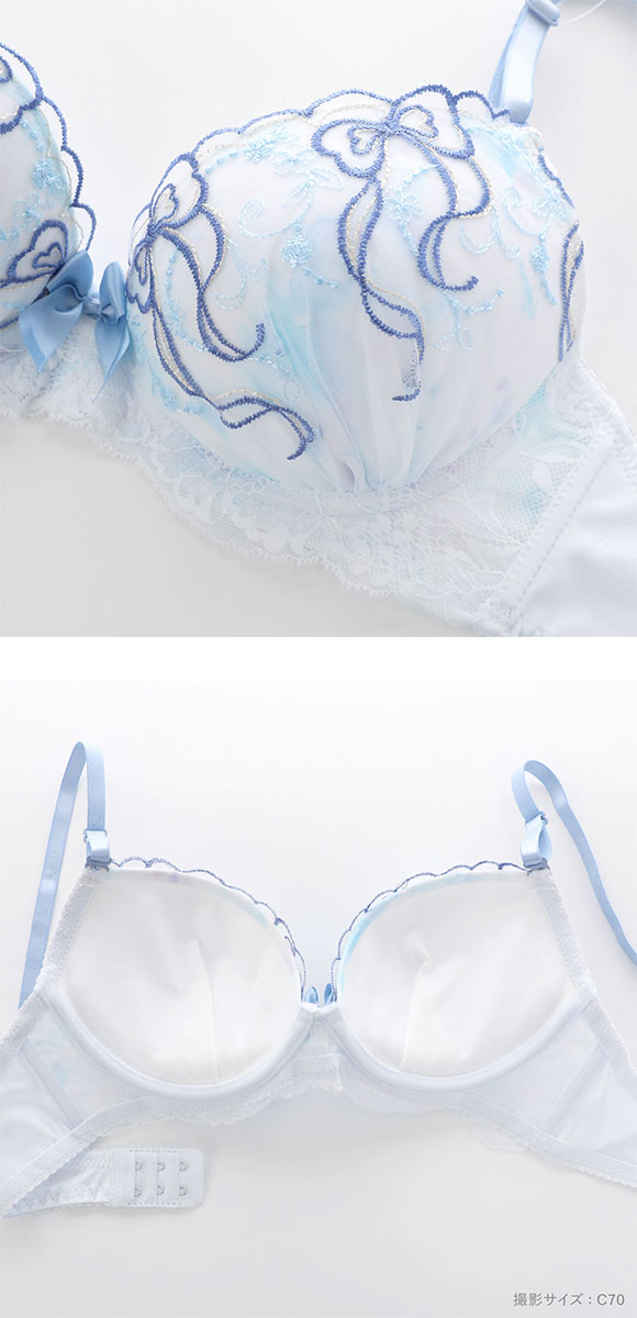 ピュアシェリ リボングラデシフォン ブラセット ABCD 盛り 谷間 ブラジャー ショーツ セット PURECHERIE