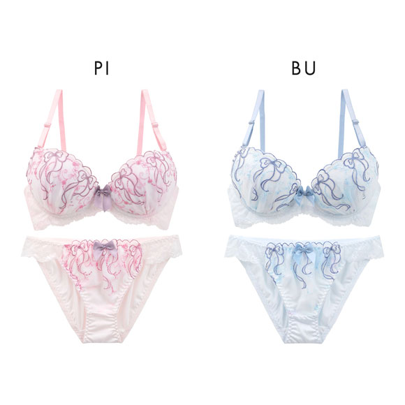 ピュアシェリ リボングラデシフォン ブラセット ABCD 盛り 谷間 ブラジャー ショーツ セット PURECHERIE