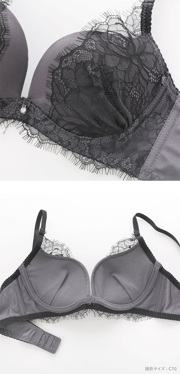 ルルモアナ アイラッシュレース ブラセット BCD65-75 盛り 谷間 美胸 寄せ ブラジャー ショーツ セット LULUMOANA