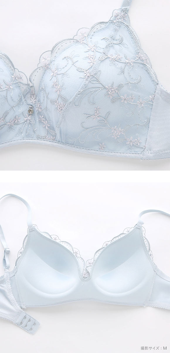 楽して美胸ができるブラ 脇高ノンワイヤーブラジャー チュールレース M L LL 3L ふっくら もちもち 谷間 楽ちん ワイヤレス