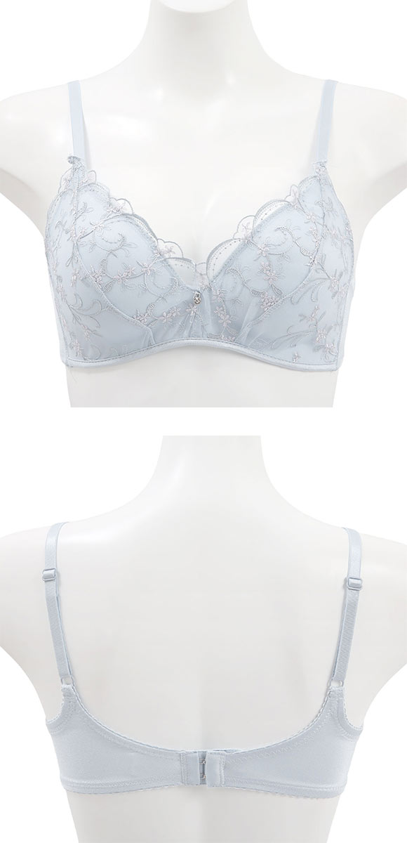 楽して美胸ができるブラ 脇高ノンワイヤーブラジャー チュールレース M L LL 3L ふっくら もちもち 谷間 楽ちん ワイヤレス