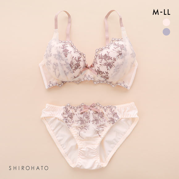 ピュアシェリ ボタニークレース ノンワイヤー ブラセット M L LL ブラジャー ショーツ セット ワイヤレス PURECHERIE