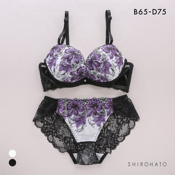 ピュアシェリ レーシーサイドクロス ブラセット ABCD ブラジャー ショーツ セット 盛り 谷間 美胸 L字 脇寄せ 総レース PURECHERIE