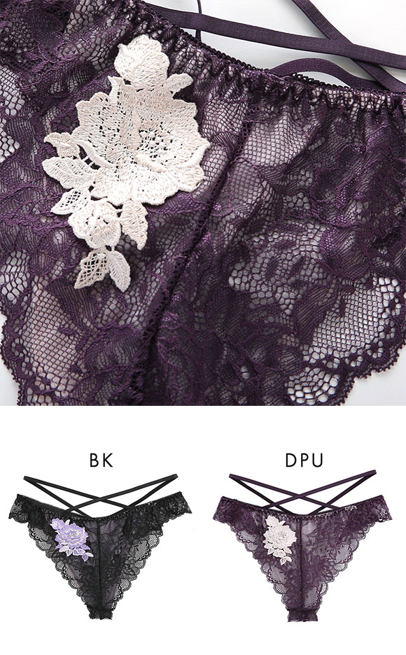 ピュアシェリ ローズケミカル 総レース クロスループ Tバックショーツ M L タンガ ソング ソフトタッチ セクシー インポート 彼女