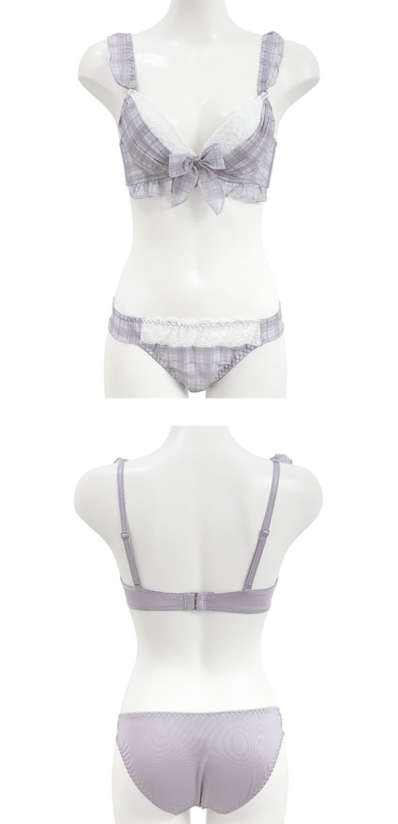 ピュアシェリ チェック柄シフォンフリル ブラセット ABCD ラジャー