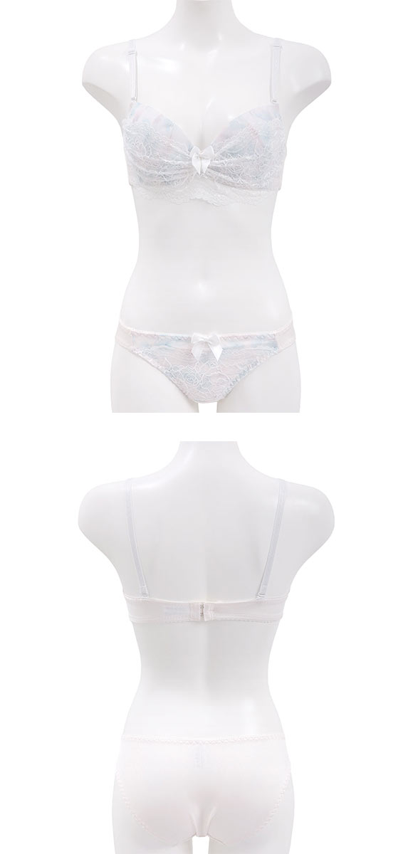 ピュアシェリ フラワーシフォン×カバーレース ブラセット ABCD 谷間 脇寄せ 盛り胸 ブラジャー ショーツ セット PURECHERIE