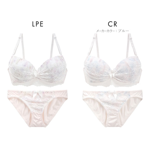 ピュアシェリ フラワーシフォン×カバーレース ブラセット ABCD 谷間 脇寄せ 盛り胸 ブラジャー ショーツ セット PURECHERIE