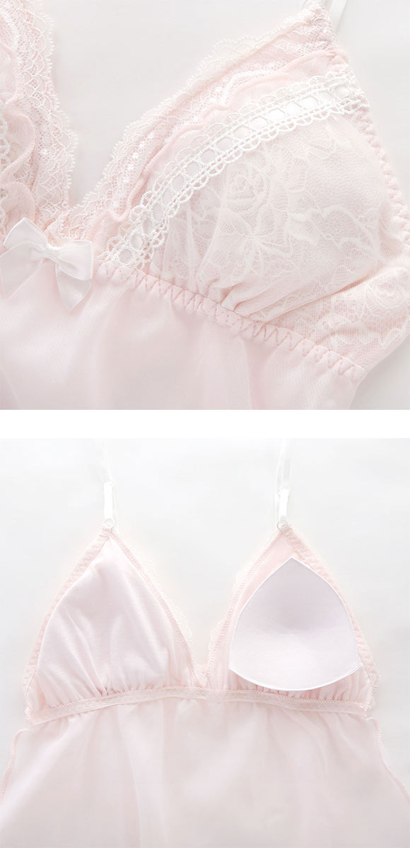 ピュアシェリ フェアリーフリル リボン通し キャミ＆タップパンツ セットアップ M L 上下セット スリップ ベビードール PURECHERIE