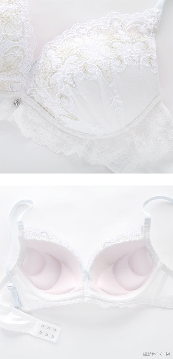 ピュアシェリ ラメ刺繍×クロステープ ノンワイヤー ブラセット M L LL ブラジャー ショーツ セット ワイヤレス 脇肉 PURECHERIE