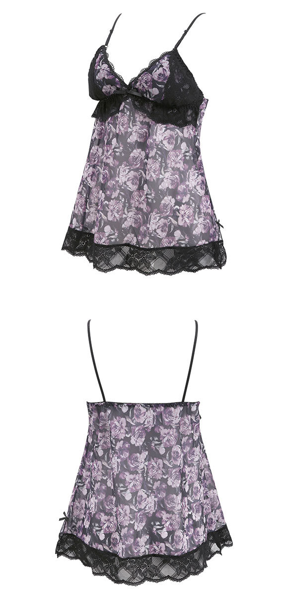 ピュアシェリ ローズプリントシフォン キャミ＆タップパンツ