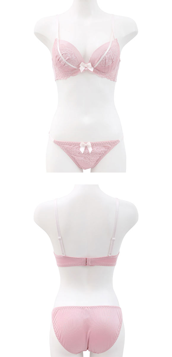 ピュアシェリ レーシークロステープ ノンワイヤー ブラセット M L LL ブラジャー ショーツ セット ワイヤレス 大きいサイズ PURECHERIE