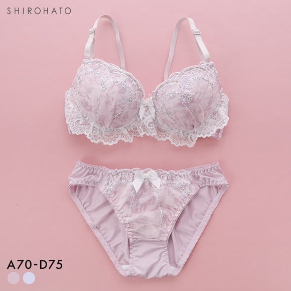 ピュアシェリ フラワーシフォンラメ ブラセット ABCD 谷間 脇寄せ 盛り胸 ブラジャー ショーツ セット PURECHERIE