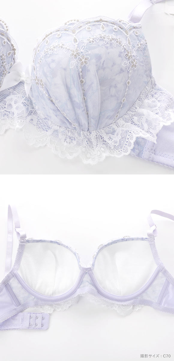 ピュアシェリ フラワーシフォンラメ ブラセット ABCD 谷間 脇寄せ 盛り胸 ブラジャー ショーツ セット PURECHERIE