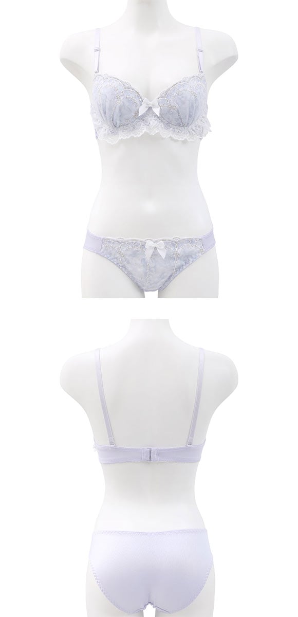 ピュアシェリ フラワーシフォンラメ ブラセット ABCD 谷間 脇寄せ 盛り胸 ブラジャー ショーツ セット PURECHERIE