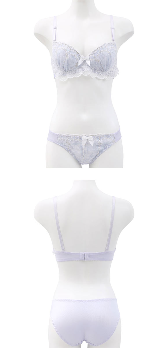 ピュアシェリ フラワーシフォンラメ ブラセット ABCD 谷間 脇寄せ 盛り胸 ブラジャー ショーツ セット PURECHERIE