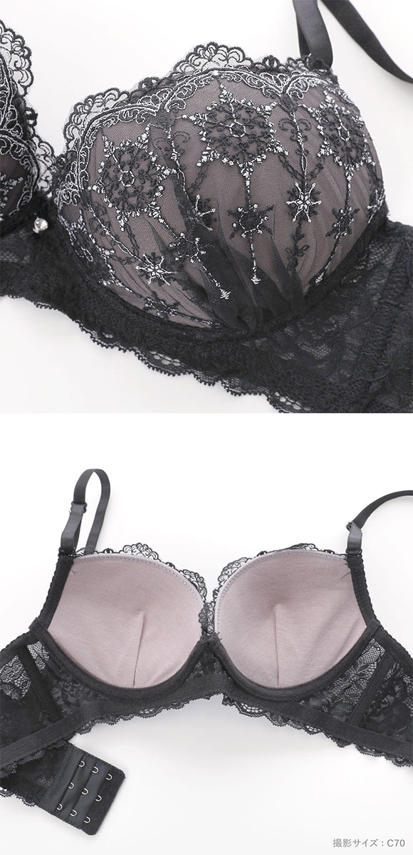 ウィンターコレクション 脇高ラメチュール ブラジャー ショーツ セット 脇高 ラメフラワー 大きいサイズ Winter Collection