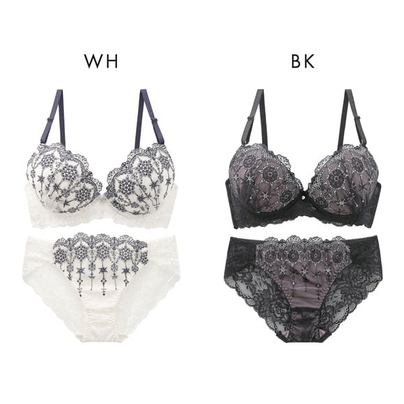 ウィンターコレクション 脇高ラメチュール ブラジャー ショーツ セット 脇高 ラメフラワー 大きいサイズ Winter Collection