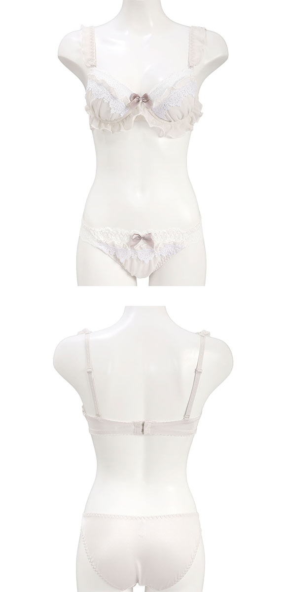 ピュアシェリ スウィートシフォンフリル×ケミカル ブラセット ABCD 谷間 盛り 脇寄せ ブラジャー ショーツ セット PURECHERIE