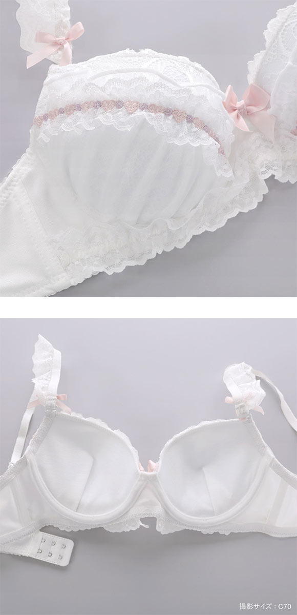 ピュアシェリ 脇高 ハーフレースリボン ブラセット ABCD 谷間 盛り 脇寄せ ブラジャー ショーツ セット PURECHERIE