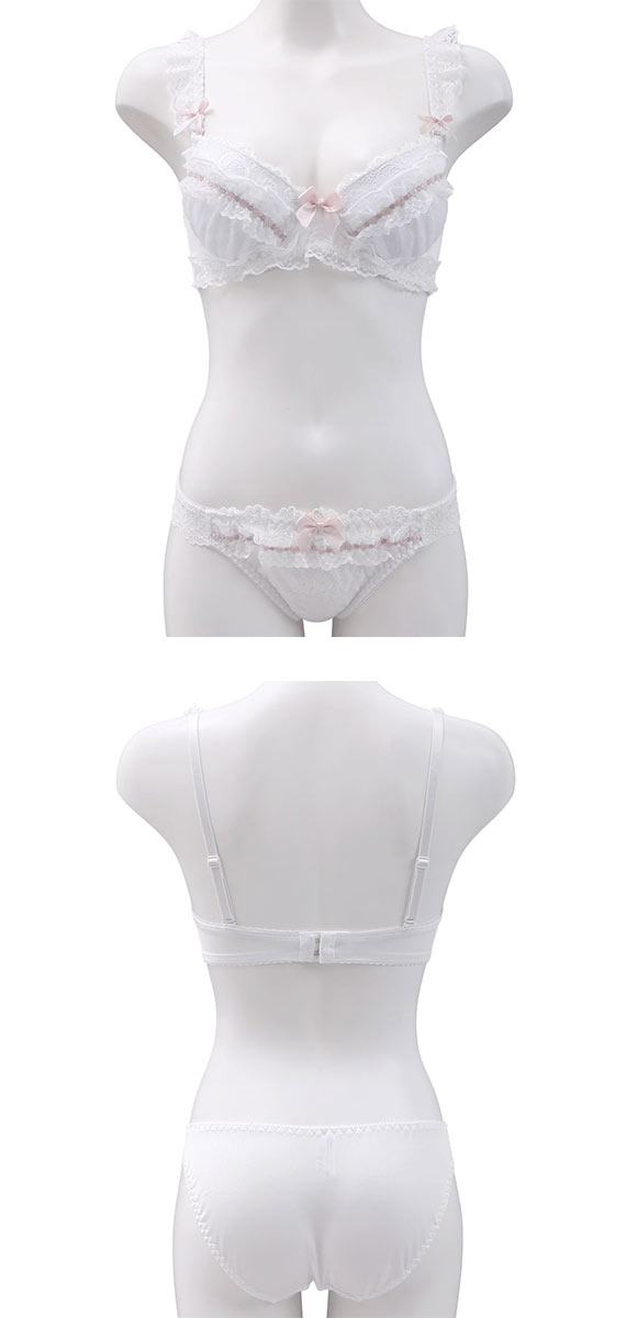 ピュアシェリ 脇高 ハーフレースリボン ブラセット ABCD 谷間 盛り 脇寄せ ブラジャー ショーツ セット PURECHERIE