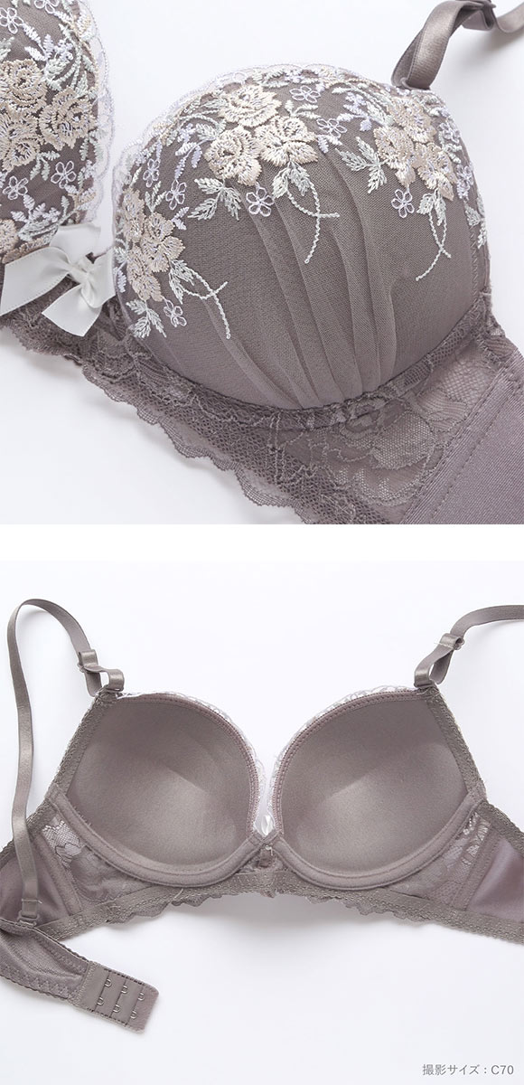 ピュアシェリ ローズブーケ ブラセット ABCD 谷間 盛り 脇寄せ ブラジャー ショーツ セット PURECHERIE 大きいサイズ