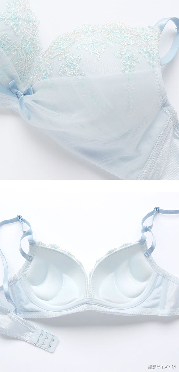 ピュアシェリ ラメ入りチュール×ハーフ ノンワイヤー ブラセット M L LL ブラジャー ショーツ セット ワイヤレス PURECHERIE