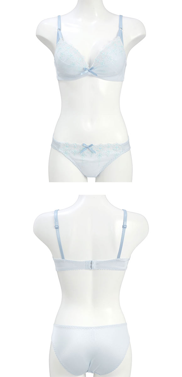 ピュアシェリ ラメ入りチュール×ハーフ ノンワイヤー ブラセット M L LL ブラジャー ショーツ セット ワイヤレス PURECHERIE