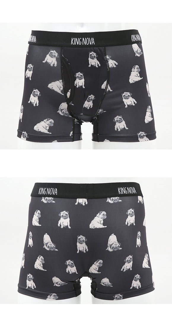 キングノバ 軽失禁対応 ボクサーパンツ メンズ くま柄 わんこ柄 前あき M L LL 約15cc 吸水ショーツ ちょいモレ 尿漏れ 尿ぎれ