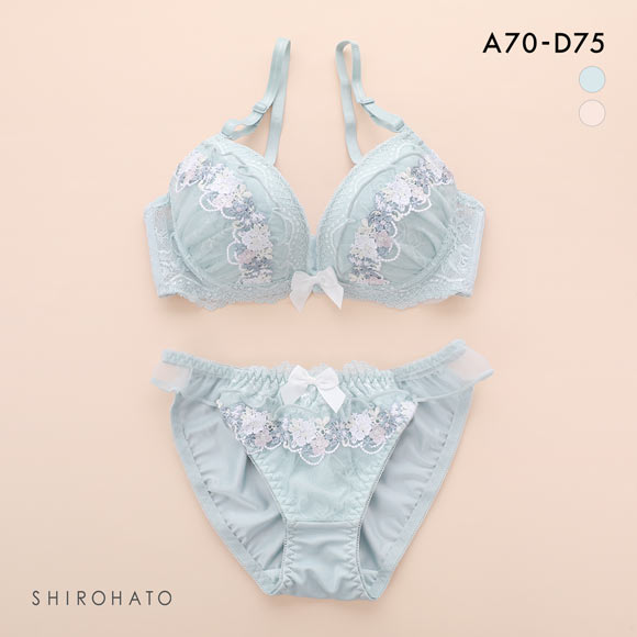 ロマンティックドール ケミカルレース ブラセット ABCD 谷間 L字 脇寄せ 盛り ブラジャー ショーツ セット PURECHERIE