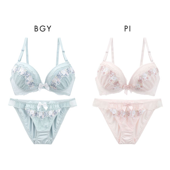 ロマンティックドール ケミカルレース ブラセット ABCD 谷間 L字 脇寄せ 盛り ブラジャー ショーツ セット PURECHERIE