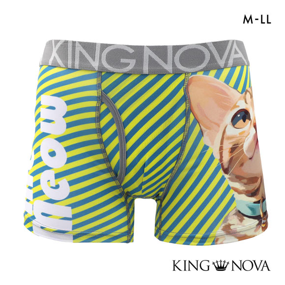 キングノバ BIGねこ ボクサーパンツ メンズ 前あき  M L LL ストレッチ プリント 大きいサイズ 贈り物 ギフト KING NOVA