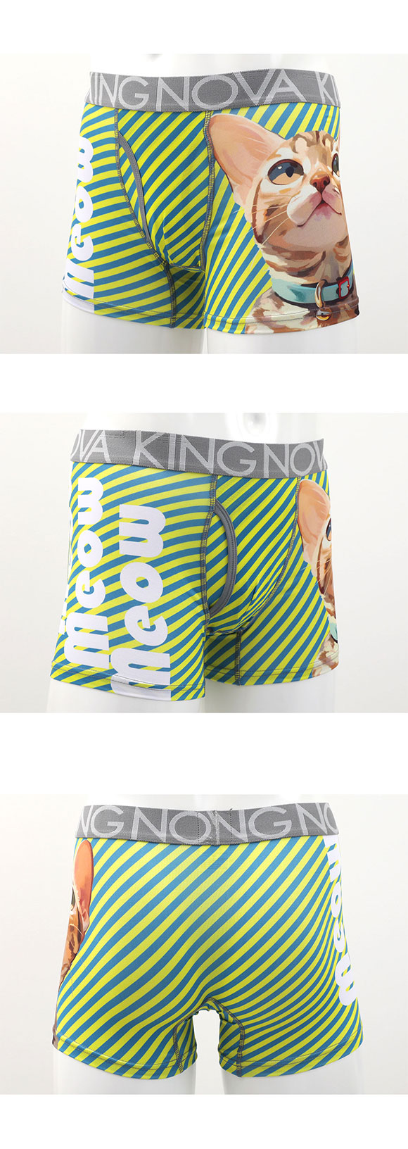 キングノバ BIGねこ ボクサーパンツ メンズ 前あき  M L LL ストレッチ プリント 大きいサイズ 贈り物 ギフト KING NOVA