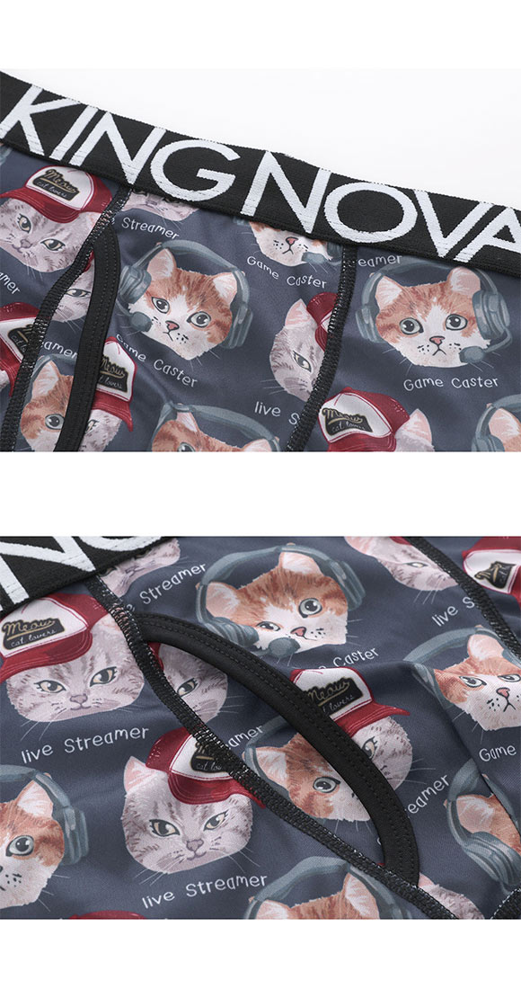 キングノバ ねこセット ボクサーパンツ 3枚組 メンズ 前あき 3点セット 3P ストレッチ プリント 大きいサイズ KING NOVA お得