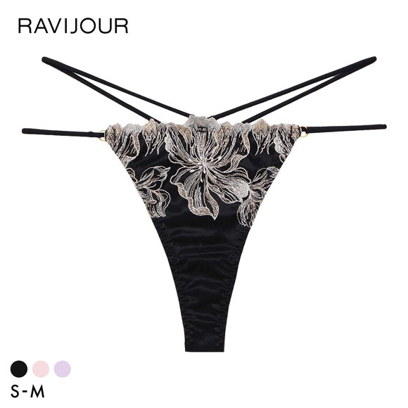 ラヴィジュール ミレイユ エンブロイダリーレース Tバックショーツ SM 総レース ソング タンガ セクシー バックレース 下着 RAVIJOUR