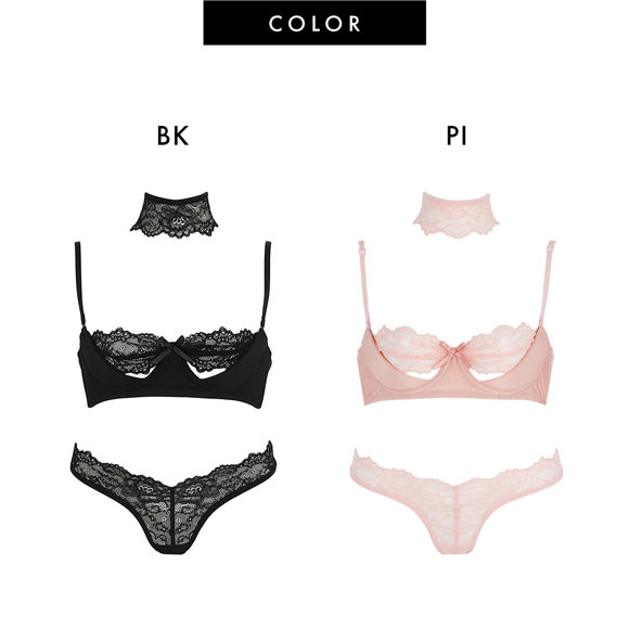 ラヴィジュール ピーカーブー ブラ＆ショーツセット ノンパテ ブラジャー スタンダードショーツ セクシー RAVIJOUR