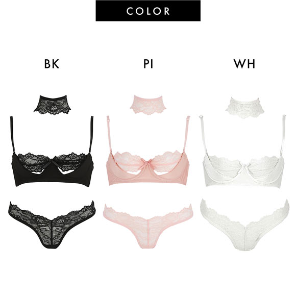 ラヴィジュール ピーカーブー ブラ＆ショーツセット ノンパテ ブラジャー スタンダードショーツ セクシー RAVIJOUR
