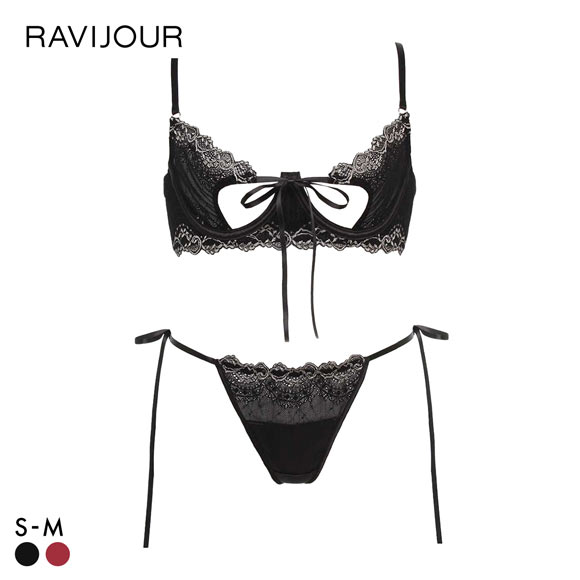 ラヴィジュール アンレースミー ブラ＆Tバック セット ブラショーツ セット Tバックショーツ Gストリング 過激 セクシー ランジェリー RAVIJOUR