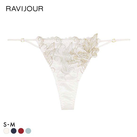 ラヴィジュール フェザーセレステ エンブロイダリーレース Tバックショーツ セクシー ソング タンガ SM バックレース 透け RAVIJOUR
