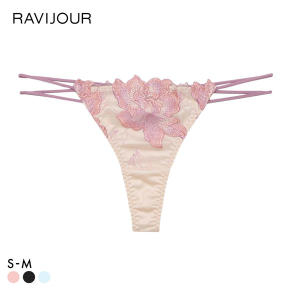 ラヴィジュール ピオニーヘイズ エンブロイダリーレース Tバックショーツ ソング タンガ SM セクシー バックレース 透け RAVIJOUR