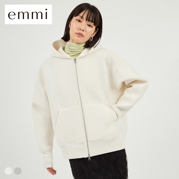 エミ ダンボールジップアップフーディー emmi | SHIROHATO(白鳩)
